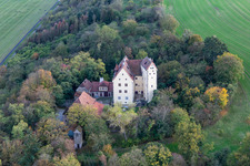 Bird's eye view of Klingenberg Castle in Wipfeld in the state Bavaria, Germany