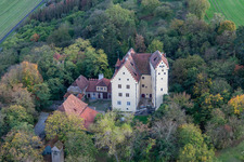 Klingenberg Castle in Wipfeld in the state Bavaria, Germany viewn from the air