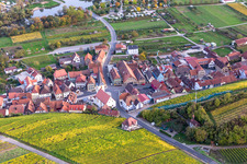 Oblique view of District Escherndorf in Volkach in the state Bavaria, Germany