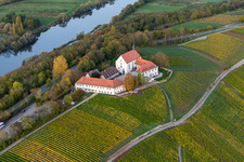 Oblique view of Hotel Vogelsburg in the district Escherndorf in Volkach in the state Bavaria, Germany