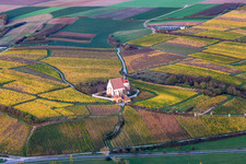 Oblique view of Churches building the chapel Wallfahrtskirche Maria in Weingarten in Volkach in the state Bavaria, Germany