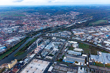 Aerial view of Harbor in Schweinfurt in the state Bavaria, Germany