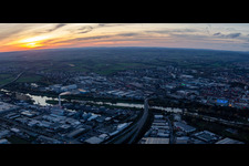 Main Bridge of the B286 and ZF Friedrichshafen in the evening light in Schweinfurt in the state Bavaria, Germany