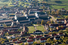 Aerial view of Monastery Church Ebrach in Ebrach in the state Bavaria, Germany