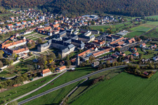 Oblique view of Monastery church Ebrach, Cistercian abbey in Ebrach in the state Bavaria, Germany