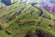 Aerial photograpy of Grounds of the Golf course at of Golfclub Steigerwald in Geiselwind e. V. in Geiselwind in the state Bavaria, Germany