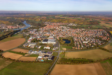 Aerial photograpy of Volkach in the state Bavaria, Germany