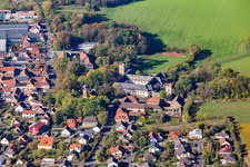 Aerial view of Count Schönborn's Palace Gaibach in the district Gaibach in Volkach in the state Bavaria, Germany