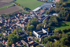 Oblique view of Count Schönborn's Palace Gaibach in the district Gaibach in Volkach in the state Bavaria, Germany