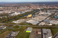 Oblique view of Harbor in Schweinfurt in the state Bavaria, Germany