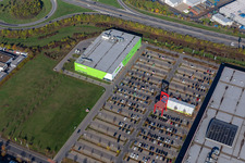 Aerial view of Mömax XXXL in Schweinfurt in the state Bavaria, Germany