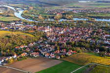 Aerial view of Old town on the Main from the north in Dettelbach in the state Bavaria, Germany