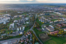 Aerial view of Julius-Maximilians-University, Institute of Computer Science in the district Frauenland in Würzburg in the state Bavaria, Germany