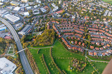 Aerial view of District Grombühl in Würzburg in the state Bavaria, Germany