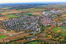 View of the town from the south in Estenfeld in the state Bavaria, Germany