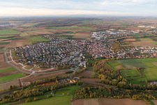 Town View of the streets and houses of the residential areas in Estenfeld in the state Bavaria, Germany