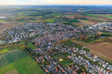 View of the town from the southeast in Estenfeld in the state Bavaria, Germany