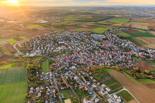 View of the town from the east in Estenfeld in the state Bavaria, Germany