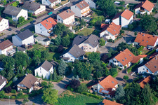 Klingbachstraße from the southeast in Steinweiler in the state Rhineland-Palatinate, Germany out of the air