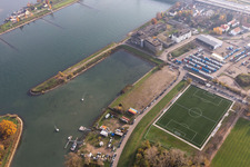 Quays and boat moorings at the port of the inland port Maximiliansau in Woerth am Rhein in the state Rhineland-Palatinate, Germany