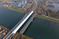 Construction site of the B10 Rhine bridge in the district Knielingen in Karlsruhe in the state Baden-Wuerttemberg, Germany