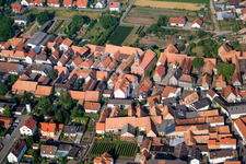 Aerial view of Kreuzgasse in Steinweiler in the state Rhineland-Palatinate, Germany