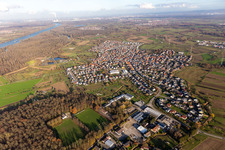 Town View of the streets and houses of the residential areas in Au am Rhein in the state Baden-Wurttemberg, Germany