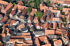 Aerial photograpy of Kreuzgasse in Steinweiler in the state Rhineland-Palatinate, Germany