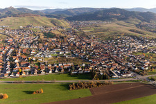 View of the town from the west in the district Steinbach in Baden-Baden in the state Baden-Wuerttemberg, Germany