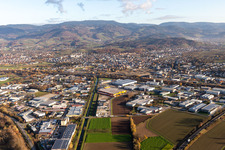 Industrial area left and right of the Acher in Achern in the state Baden-Wuerttemberg, Germany