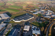 Industrial estate and company settlement with hall of TBV Kuehlfahrzeuge GmbH and ORSAY GmbH in the district Sand in Willstaett in the state Baden-Wurttemberg, Germany