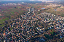 Aerial view of Rülzheim in the state Rhineland-Palatinate, Germany