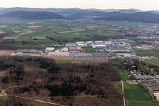 Technical facilities in the industrial area Riburg with Rodi Fructus, Kuehne + Nagel, DPD, Galliker Transport AG and Louis Ditzler AG in Moehlin in the canton Aargau, Switzerland