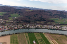 Aerial view of Mumpf in the state Aargau, Switzerland