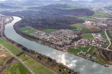 Town on the banks of the river of Hochrhein in Sisseln in the canton Aargau, Switzerland