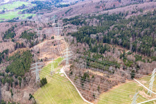 High-voltage line route in the district Bergalingen in Rickenbach in the state Baden-Wuerttemberg, Germany