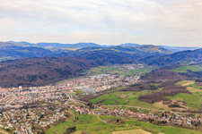 City view from the south in the district Fahrnau in Schopfheim in the state Baden-Wuerttemberg, Germany