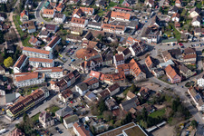 Ensemble space with 16 eckigem Neukauf Lebenswithtelmarkt and in the inner city center in Steinen in the state Baden-Wuerttemberg, Germany