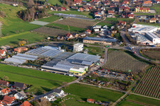 Glass roof surfaces in the greenhouse rows for Floriculture in the district Bollenbach in Haslach im Kinzigtal in the state Baden-Wuerttemberg, Germany