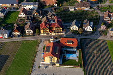 Aerial view of Complex of the hotel building Hotel Gasthaus Mosers Blume in the district Bollenbach in Haslach im Kinzigtal in the state Baden-Wuerttemberg, Germany