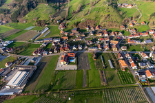 Aerial photograpy of Complex of the hotel building Hotel Gasthaus Mosers Blume in the district Bollenbach in Haslach im Kinzigtal in the state Baden-Wuerttemberg, Germany