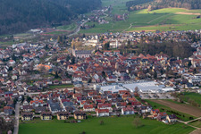 Town View of the streets and houses of the residential areas in Zell am Harmersbach in the state Baden-Wuerttemberg, Germany