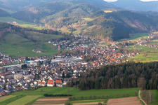 Aerial view of Zell am Harmersbach in the state Baden-Wuerttemberg, Germany