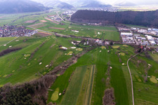 Aerial view of Grounds of the Golf course at of Golfclub Groebernhof e.V. in Zell am Harmersbach in the state Baden-Wuerttemberg, Germany