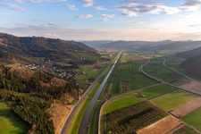 Riparian zones on the course of the river of the Kinzig river in Bergach in the state Baden-Wuerttemberg, Germany