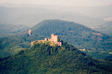 Trifels from the west in the district Bindersbach in Annweiler am Trifels in the state Rhineland-Palatinate, Germany
