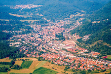 From the east in Annweiler am Trifels in the state Rhineland-Palatinate, Germany