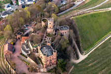 Building the hostel Schloss Ortenberg in Ortenberg in the state Baden-Wurttemberg, Germany from above