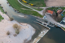 Weir on the banks of the flux flow Kinzig in the district Elgersweier in Offenburg in the state Baden-Wuerttemberg, Germany