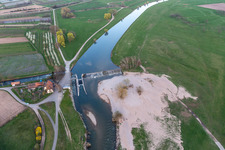 Aerial view of Rest area Am Großen Deich in the district Elgersweier in Offenburg in the state Baden-Wuerttemberg, Germany
